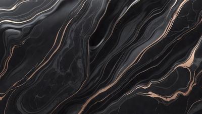 The primary subject of the image is a black and gold marble countertop. The setting is a kitchen, with the countertop being the main focus of the scene. The visual style is a close-up of the marble countertop, showcasing its intricate patterns and textures. The colors and mood of the image are predominantly black and gold, giving it a luxurious and elegant appearance.