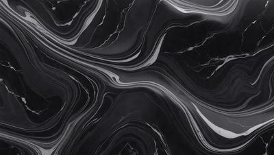 The primary subject of the image is a black and white marble pattern. The setting is a black background, which contrasts with the marble pattern. The visual style is a close-up of the marble pattern, showcasing its intricate details. The colors and mood of the image are predominantly black and white, giving it a classic and elegant appearance.