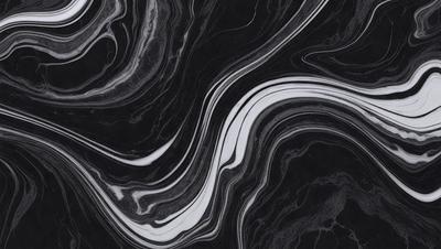 The primary subject of the image is a black and white marble pattern. The setting is a black background, and the visual style appears to be a digital art or illustration. The dominant colors are black and white, creating a classic and elegant atmosphere.
