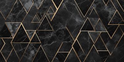The primary subject of the image is a black and gold marble pattern. The setting is a black and gold marble wall, which serves as the background. The visual style is a combination of a photo and digital art, creating a unique and intricate pattern. The dominant colors are black and gold, giving the image a luxurious and elegant appearance.