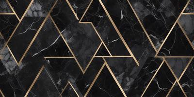 The primary subject of the image is a black and gold marble pattern. The setting is a black and gold marble surface, which serves as the background. The visual style is a close-up of the marble pattern, showcasing the intricate details of the design. The colors and mood of the image are predominantly black and gold, giving it a luxurious and elegant appearance.