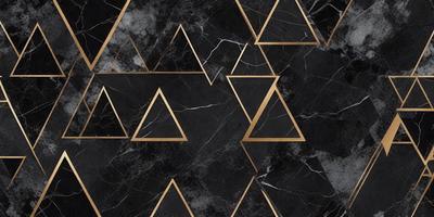 The primary subject of the image is a black and gold marble pattern. The setting is a black and gold marble surface, which serves as the background. The visual style is a combination of a photo and digital art, creating a unique and intricate pattern. The colors and mood of the image are predominantly black and gold, giving it a sophisticated and elegant appearance.