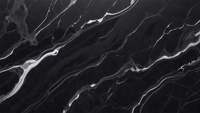 The image features a black and white marble pattern, which creates a striking visual effect. The marble pattern is the primary subject of the image, and it is set against a black background. The visual style of the image is a combination of a photo and a digital art, as it captures the intricate details of the marble pattern. The colors and mood of the image are predominantly black and white, giving it a classic and elegant appearance.