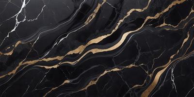 The primary subject of the image is a marble countertop with a gold and black pattern. The setting is a kitchen, and the visual style is a close-up of the countertop. The dominant colors are gold and black, creating a luxurious and elegant atmosphere.