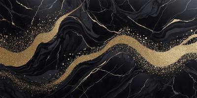 The primary subject of the image is a marble countertop with a gold-colored design. The setting is a kitchen, and the visual style is a combination of photo and digital art. The countertop features a gold-colored design, which adds a touch of luxury and sophistication to the space. The overall atmosphere is elegant and inviting.