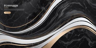 The primary subject of the image is a marble surface with a gold and black pattern. The setting is a black and white background, which adds a contrasting effect to the gold and black pattern. The visual style is a combination of digital art and illustration, creating a unique and eye-catching design. The colors and mood of the image are predominantly black and gold, giving it a sophisticated and elegant appearance.