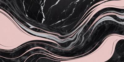 The primary subject of the image is a marble-like pattern, which is a digital art piece. The setting is a black background, and the visual style is a combination of digital art and drawing. The dominant colors in the image are black and pink, creating a contrasting and visually striking atmosphere.