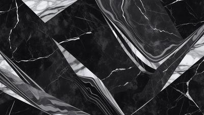 The primary subject of the image is a black and white marble pattern. The setting is a black and white marble surface, which serves as the background. The visual style is a close-up of the marble pattern, showcasing its intricate details. The colors and mood of the image are predominantly black and white, giving it a classic and elegant appearance.