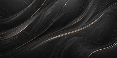The primary subject of the image is a black and gold painting of a swirling pattern. The setting is a black background, and the visual style appears to be a digital art or illustration. The dominant colors are black and gold, creating a striking and elegant atmosphere.
