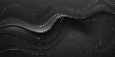 The primary subject of the image is a black and silver metal sculpture. The setting is a black background, which emphasizes the artistic nature of the sculpture. The visual style is a combination of digital art and illustration, as the sculpture appears to be a digital representation of a metal piece. The colors and mood of the image are predominantly black and silver, creating a sleek and modern atmosphere.