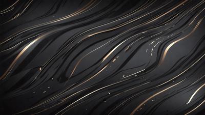 The primary subject of the image is a black and gold patterned surface, which appears to be a painting or a digital artwork. The setting is a dark background, and the visual style is a combination of photo and digital art. The dominant colors are black and gold, creating a rich and luxurious atmosphere.