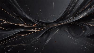 The primary subject of the image is a black and orange swirl, which appears to be a digital art or illustration. The setting is a dark background, and the visual style suggests a modern and artistic approach. The dominant colors are black and orange, creating a striking contrast and a mood of intensity and energy.