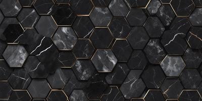 The primary subject of the image is a black and white marble tile pattern. The setting is a black and white marble tile wall, which serves as the background. The visual style is a close-up of the marble tile pattern, showcasing the intricate design. The colors and mood of the image are predominantly black and white, giving it a classic and elegant appearance.