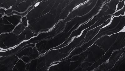 The image features a black and white marble pattern, which creates a striking visual effect. The marble pattern is the primary subject of the image, and it is set against a black background. The visual style of the image is a close-up of the marble pattern, which highlights the intricate details of the design. The colors and mood of the image are predominantly black and white, giving it a classic and elegant appearance.