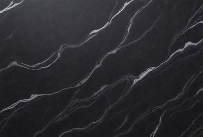 The primary subject of the image is a black and white marble pattern. The setting is a black background, which contrasts with the marble pattern. The visual style is a close-up of the marble pattern, showcasing its intricate details. The colors and mood of the image are predominantly black and white, giving it a classic and elegant appearance.
