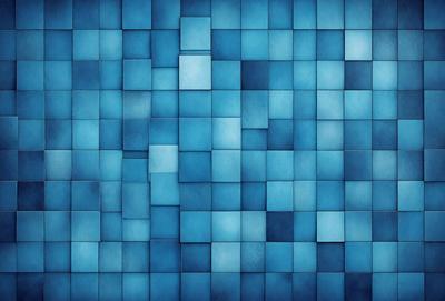 The primary subject of the image is a blue and white patterned wallpaper. The setting is a room with a blue and white checkered wallpaper. The visual style is a digital art or illustration, as the pattern is intricate and well-defined. The dominant colors are blue and white, creating a calm and soothing atmosphere.