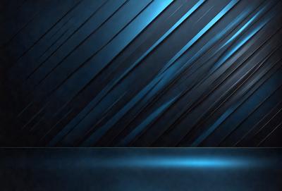 The primary subject of the image is a blue wall with a pattern of vertical stripes. The setting is a dark room, and the visual style appears to be a digital art or illustration. The dominant colors are blue and black, creating a moody atmosphere.