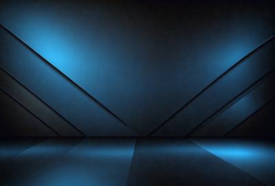 The primary subject of the image is a blue wall with a black background. The setting appears to be a room with a large, dark surface. The visual style of the image is a digital art or illustration, as it features a blue and black color scheme. The overall atmosphere of the image is dark and moody, with the blue and black colors creating a sense of depth and contrast.