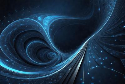 The primary subject of the image is a spiral-shaped structure, which appears to be a part of a futuristic cityscape. The setting is a dark, blue-lit environment, which adds to the overall mood of the scene. The visual style of the image is a combination of digital art and illustration, creating a unique and captivating atmosphere. The colors and mood of the image are predominantly dark and futuristic, with the blue lighting and the spiral structure contributing to the overall