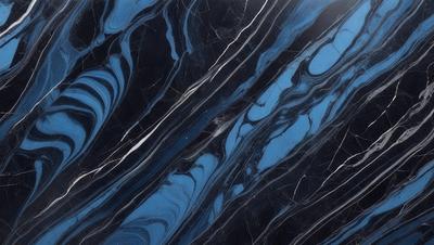 The primary subject of the image is a blue marble tile with a pattern of swirls and waves. The setting is a bathroom, as indicated by the presence of the marble tile. The visual style is a close-up of the tile, showcasing its intricate design. The dominant colors are blue and white, creating a calm and soothing atmosphere.