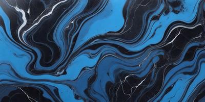 The primary subject of the image is a blue and black marble pattern. The setting is a black and blue marble surface, which serves as the background. The visual style is a close-up of the marble pattern, showcasing the intricate details of the design. The colors and mood of the image are predominantly dark and moody, with the blue and black marble pattern creating a striking contrast against the black and blue marble surface.