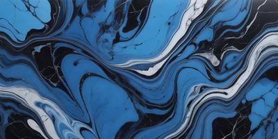 The primary subject of the image is a blue and black marbled pattern, which appears to be a piece of marble or a marbled surface. The setting is a close-up view of the marbled pattern, showcasing its intricate details. The visual style is a close-up of the marbled surface, which gives a sense of depth and texture to the image. The colors and mood of the image are predominantly blue and black, creating a sense of elegance and sophistication.