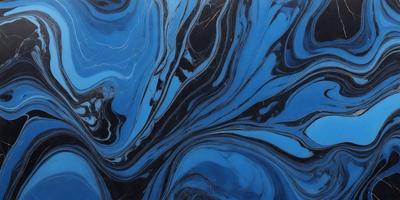 The primary subject of the image is a blue and black swirling pattern, which appears to be a digital art or illustration. The setting is a blue background, and the visual style is a combination of digital art and illustration. The dominant colors are blue and black, creating a striking and visually appealing atmosphere.