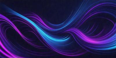 The primary subject of the image is a purple and blue swirling pattern, which appears to be a digital art or illustration. The setting is a dark background, which contrasts with the vibrant colors of the swirling pattern. The visual style suggests that the image is a creative and artistic representation of a flowing motion or a wave. The dominant colors of purple and blue evoke a sense of calmness and tranquility, while the swirling pattern adds a dynamic and energetic element to