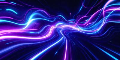 The primary subject of the image is a purple and blue light show, which appears to be a digital art or illustration. The setting is a dark background, and the visual style is a combination of purple and blue colors, creating a vibrant and lively atmosphere. The colors and mood of the image suggest a sense of excitement and energy.