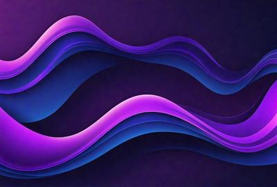 The primary subject of the image is a purple and blue wave pattern. The setting is a dark purple background, which creates a contrasting and dramatic effect. The visual style is a digital art or illustration, as the wave pattern is intricately detailed and the colors are vibrant. The dominant colors are purple and blue, which evoke a sense of calmness and tranquility.