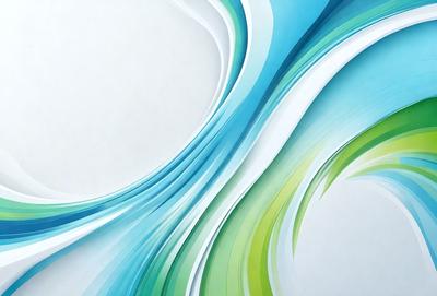 The primary subject of the image is a large, colorful, and abstract artwork featuring a combination of blue, green, and white colors. The artwork is displayed on a white background, which emphasizes the vibrant colors and patterns. The visual style of the image is a mix of digital art and illustration, creating a unique and eye-catching design. The overall atmosphere of the image is lively and energetic, with the artwork capturing the viewer's attention and evoking a sense of movement and