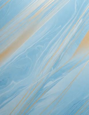 The primary subject of the image is a blue and gold swirling pattern, which appears to be a painting or a digital artwork. The setting is a blue background, and the visual style is a combination of digital art and painting. The colors and mood of the image are predominantly blue and gold, creating a sense of depth and elegance.
