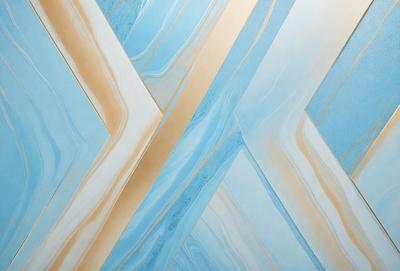 The primary subject of the image is a blue and gold patterned wallpaper. The setting is a room with a blue and gold wallpapered wall. The visual style is a patterned wallpaper, which gives the room a unique and elegant appearance. The dominant colors are blue and gold, creating a warm and inviting atmosphere.