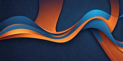 The primary subject of the image is a blue and orange wave pattern. The setting is a dark blue background, which creates a contrasting effect with the vibrant colors of the wave pattern. The visual style appears to be a digital art or illustration, as the wave pattern is intricately designed and detailed. The dominant colors are blue and orange, creating a lively and energetic atmosphere.