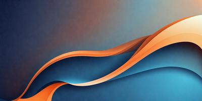 The primary subject of the image is a blue and orange wave, which is the main focus of the scene. The setting is a blue background, and the visual style appears to be a digital art or illustration. The dominant colors in the image are blue and orange, creating a vibrant and energetic atmosphere.