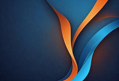 The primary subject of the image is a blue and orange abstract design. The setting is a blue background, and the visual style appears to be a digital art or illustration. The dominant colors are blue and orange, creating a vibrant and energetic atmosphere.