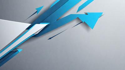 The primary subject of the image is a blue arrow pointing upwards. The arrow is made of paper and is placed on a gray surface. The setting appears to be a wall or a similar background. The visual style of the image is a combination of digital art and illustration, as the paper arrow is digitally created and placed on the gray surface. The colors and mood of the image are predominantly blue and neutral, giving it a calm and focused atmosphere.