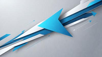 The primary subject of the image is a blue and white airplane, which is the main focus of the scene. The airplane is depicted in a stylized manner, giving it a modern and sleek appearance. The setting is a gray background, which provides a clean and minimalist look to the image. The visual style is a combination of digital art and illustration, creating a unique and eye-catching design. The colors and mood of the image are predominantly blue and white, giving it a sense of speed,