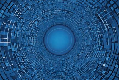 The primary subject of the image is a blue circle, which is the main object, scene, or focus of the image. The setting/background features a blue and white pattern, which adds to the visual style of the image. The colors and mood of the image are predominantly blue, creating a calm and serene atmosphere.