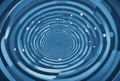 The primary subject of the image is a blue spiral, which appears to be a digital art or illustration. The setting is a blue background, and the visual style is a combination of digital art and illustration. The colors and mood of the image are predominantly blue, creating a calm and serene atmosphere.