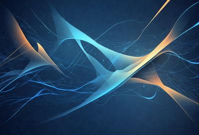 The primary subject of the image is a blue and yellow swirl pattern. The setting is a blue background, and the visual style appears to be a digital art or illustration. The dominant colors are blue and yellow, creating a vibrant and lively atmosphere.