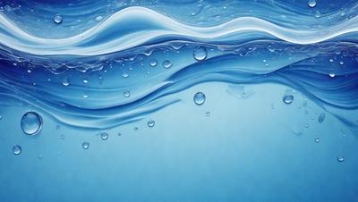 The primary subject of the image is a blue ocean with waves. The setting is the ocean, and the visual style is a photo. The dominant colors are blue and white, creating a calm and serene atmosphere.