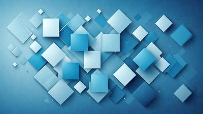 The primary subject of the image is a blue and white geometric pattern. The setting is a blue background, and the visual style is digital art. The dominant colors are blue and white, creating a calm and soothing atmosphere.