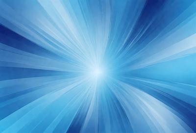 The primary subject of the image is a bright blue light, which appears to be a sun or a light source. The setting is a blue sky, and the visual style is a digital art or illustration. The colors and mood of the image are predominantly blue, creating a calm and serene atmosphere.