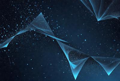 The primary subject of the image is a blue and white geometric pattern, which appears to be a digital art or illustration. The setting is a dark blue background, which contrasts with the bright blue and white pattern. The visual style suggests that the image is a creative and artistic representation of a geometric shape. The colors and mood of the image are predominantly blue, creating a calm and serene atmosphere.