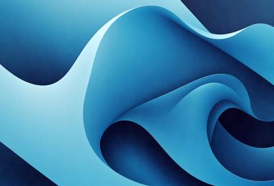The primary subject of the image is a blue, curved, and swirling design. The setting is a blue background, which complements the blue design. The visual style is a digital art or illustration, as the design appears to be a pattern or texture. The colors and mood of the image are predominantly blue, creating a calm and soothing atmosphere.