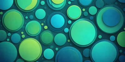 The primary subject of the image is a colorful, abstract design featuring a mix of blue, green, and yellow colors. The setting is a blue background, and the visual style appears to be a combination of digital art and illustration. The overall atmosphere is vibrant and lively, with the colorful circles creating a dynamic and engaging pattern.