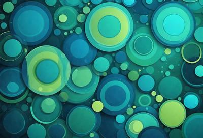 The primary subject of the image is a colorful, abstract design featuring a mix of blue, green, and yellow colors. The setting is a blue and green background, which complements the vibrant colors of the design. The visual style is a combination of digital art and illustration, creating a unique and eye-catching pattern. The overall atmosphere is lively and energetic, with the bright colors and dynamic shapes evoking a sense of movement and creativity.