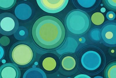 The primary subject of the image is a colorful, abstract design featuring a mix of green, yellow, and blue colors. The setting is a blue background, and the visual style appears to be a combination of digital art and illustration. The overall atmosphere is vibrant and lively, with the colors creating a sense of energy and movement.