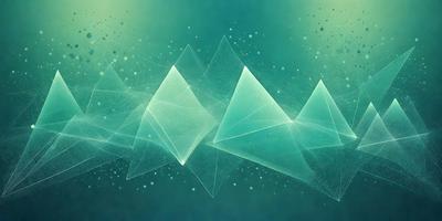 The primary subject of the image is a series of three green triangles, each with a different shape and size. They are arranged in a row, with the first triangle being the largest, the second triangle being smaller, and the third triangle being the smallest. The setting is a blue background, which creates a contrasting and visually appealing environment for the triangles. The visual style of the image is digital art, as it appears to be a computer-generated or digitally edited design. The colors and mood of the image are pre